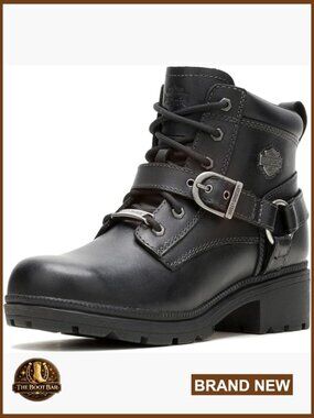 Women's Ankle Boots with Harness & Buckle Detail